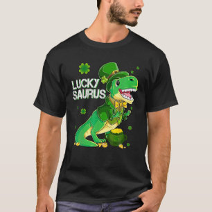Luckysaurus Dinosaur Shamrock St patricks day Dino T Shirt