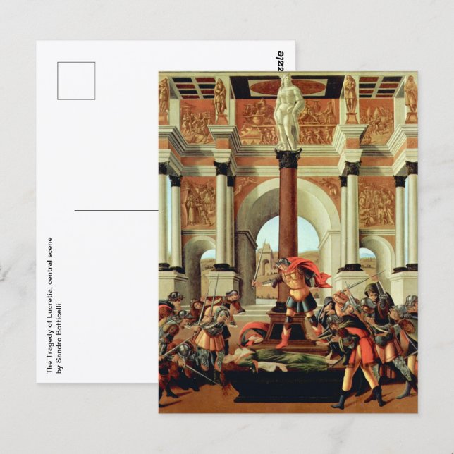 Lucretias tragedi av Sandro Botticelli Vykort (Fram/baksida)