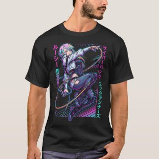 Lucy Cyberpunk Edgerunners Röd Lila Ögon Gatubild  T Shirt