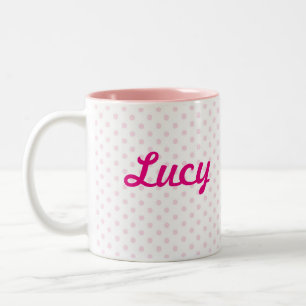 LUCY för ♥MUGG♥ pricker den rosa polkaen Två-Tonad Mugg