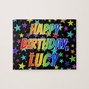 "LUCY" Första Namn, Roligt "GRATTIS PÅ FÖDELSED Pussel