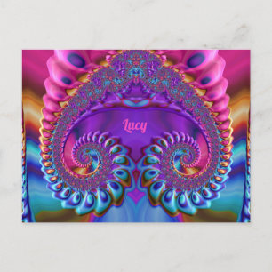 LUCY ~ Glansigt vykort 3D Rosa Blå Lila Tokig