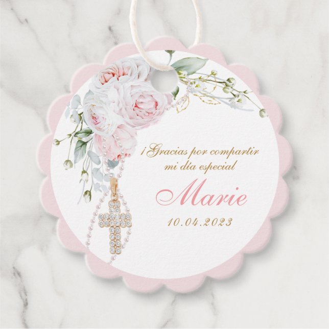 Lucy Gracias Bautizo Niña Gåvor Etiketter (Framsida)