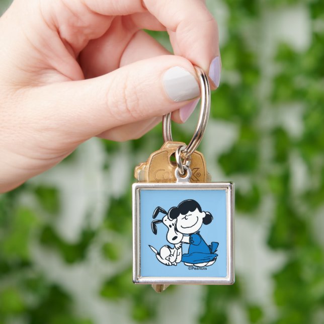Lucy Hugger Snoopy Fyrkantig Silverfärgad Nyckelring (Hand)