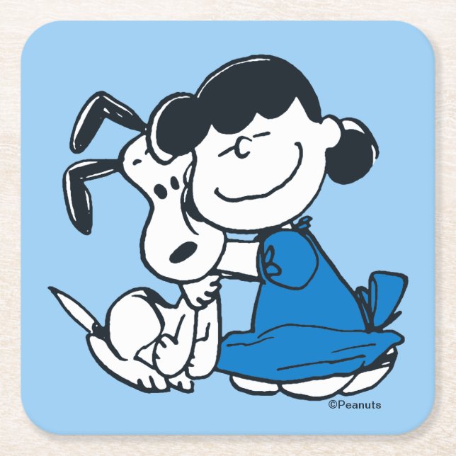 Lucy Hugger Snoopy Underlägg Papper Kvadrat (Framsidan)