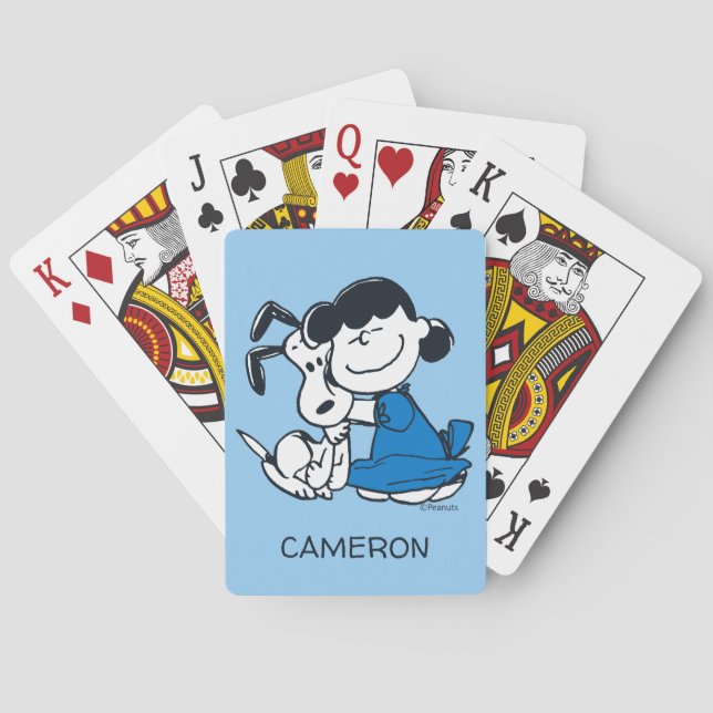 Lucy Hugging Snoopy Playing Cards Casinokort (Baksidan)