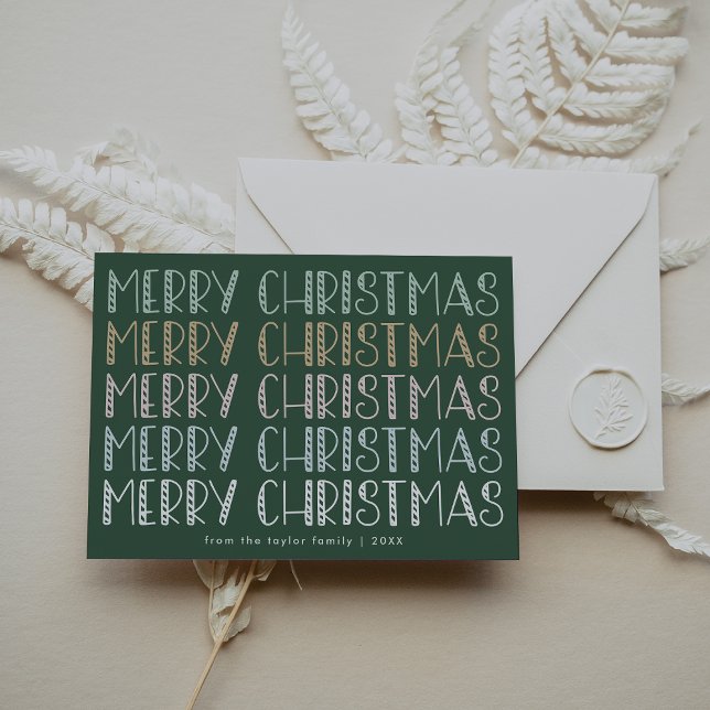 LUCY Mörk grönt Cute Roligt Family God jul Julkort (LUCY Dark Green Cute Fun Family Merry Christmas Holiday Card)