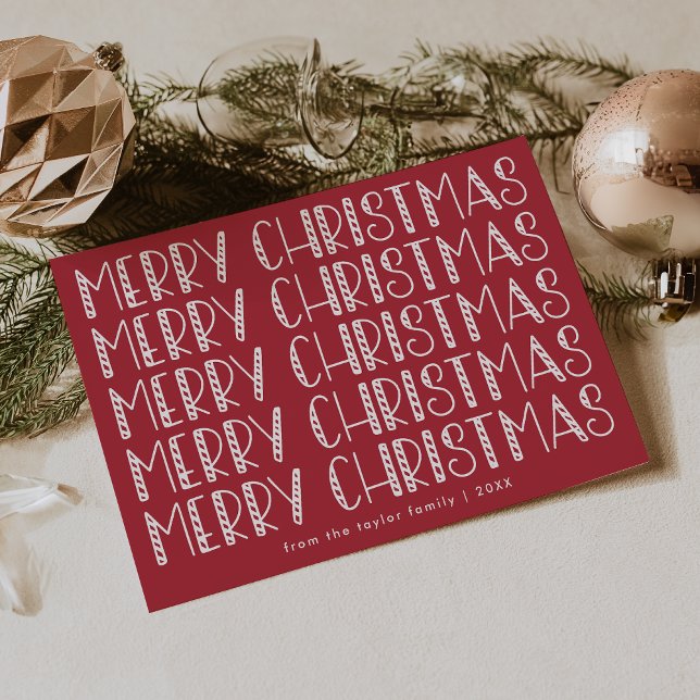 LUCY Mörk Red Cute Roligt Family God jul Julkort (LUCY Dark Red Cute Fun Family Merry Christmas Holiday Card)
