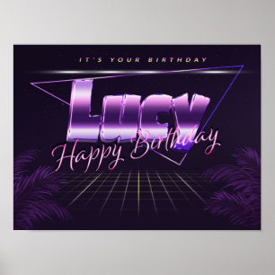 Lucy Namn Förnamn lila retro Affisch Födelsedag