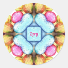 LUCY PÅSK ~ WOW! Söt Eggs för Påsk Ge ~ Runt Klistermärke