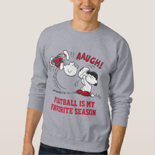 Lucy Pulls Way Football från Charlie Brown Lång Ärmad Tröja