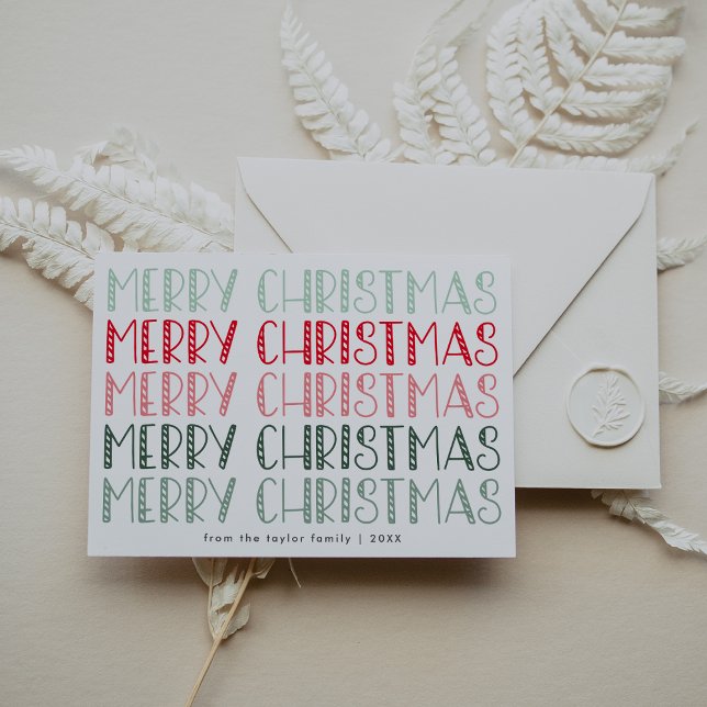 LUCY Red Grönt Cute Roligt Family God jul Julkort (LUCY Red Green Cute Fun Family Merry Christmas Holiday Card)