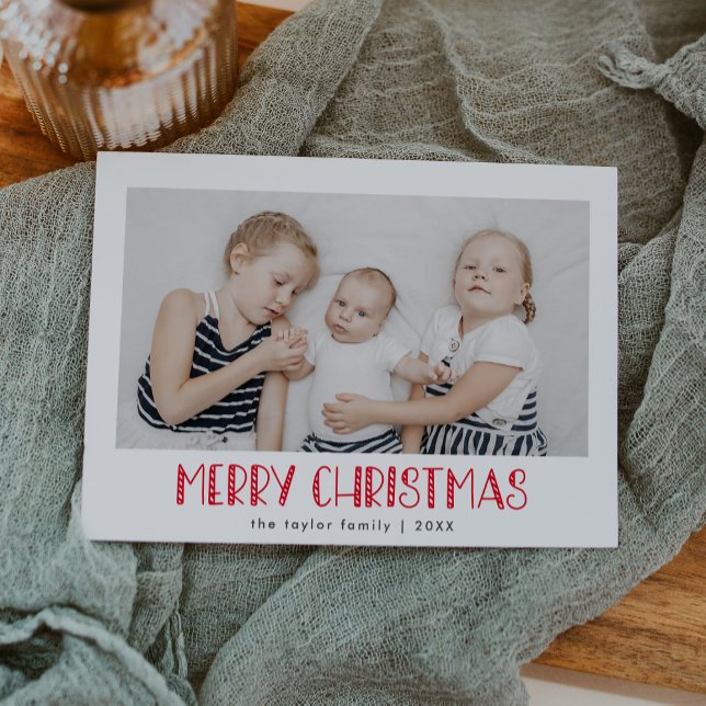 LUCY Red Roligt Family Photo Festive God jul Julkort (LUCY Red Fun Family Photo Festive Merry Christmas Holiday Card)