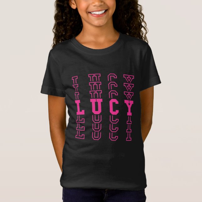 Lucy Rosa Repeat Personlig Namn T Shirt (Framsida)