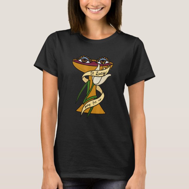 Lucy St Lucia Patron of Öga and Blind Catholique T Shirt (Framsida)