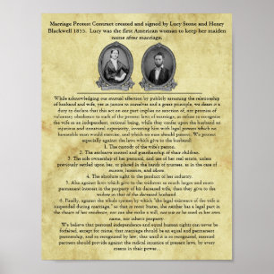 Lucy Stone Giftermål Contract Suffrage Civil Höger Poster