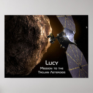 Lucy Uppdrag till Study Trojan Asteroids Poster