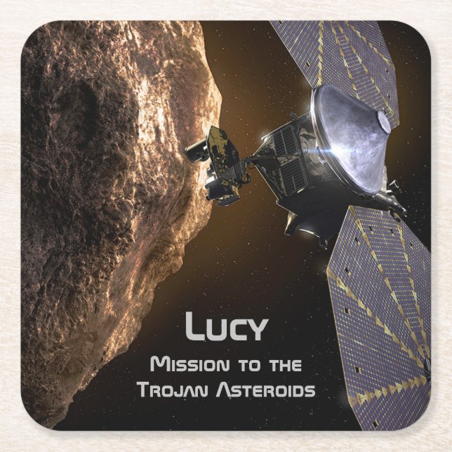 Lucy Uppdrag till Study Trojan Asteroids Underlägg Papper Kvadrat (Framsidan)
