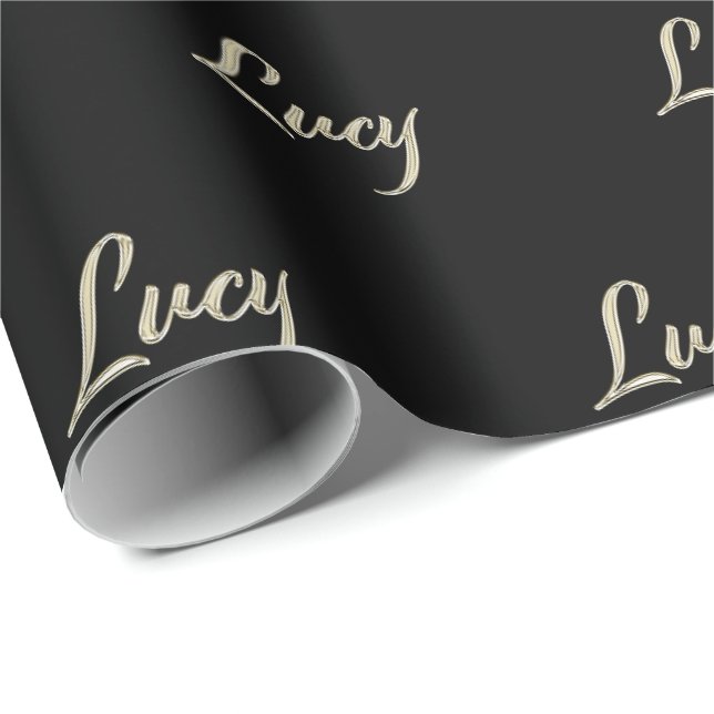 Lucy white gold Handwriting Geschenkpapier Presentpapper (Rullad Hörn)
