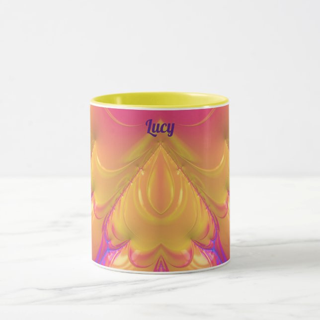 LUCY ~ Zany 3D ~ Rosa Gult Blue ~ 3D Mugg (Center)