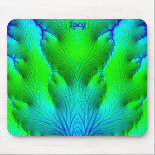 LUCY ~ Zany Hett Shades of Grönt and Blue Fractal Musmatta
