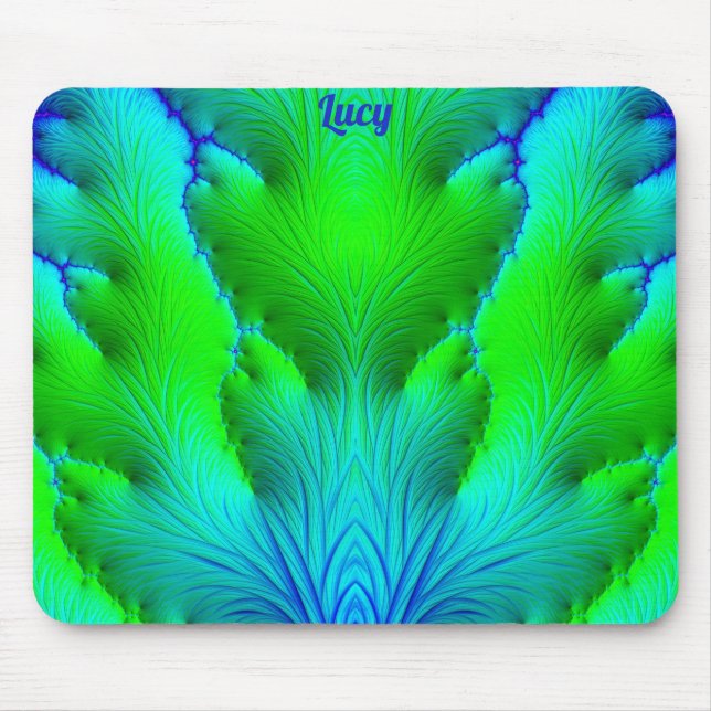 LUCY ~ Zany Hett Shades of Grönt and Blue Fractal Musmatta (Framsidan)