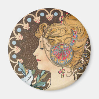 Ludd av Alphonse Mucha - Vintagen Art nouveau Magnet