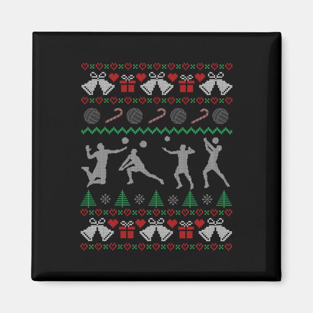 Luddig Ugly Julafton Volleyball-julsport Holida Magnet (Framsidan)