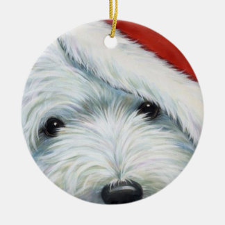 "Luddiga Santa" Westie julprydnad vid Borgo Julgransprydnad Keramik