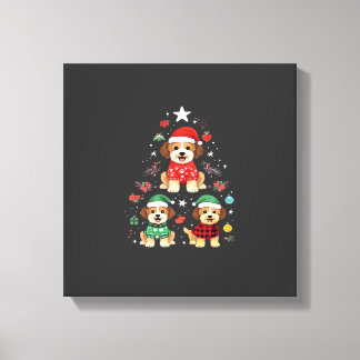 Luddigt Julfirande Julgran med söta hundar översto Canvastryck