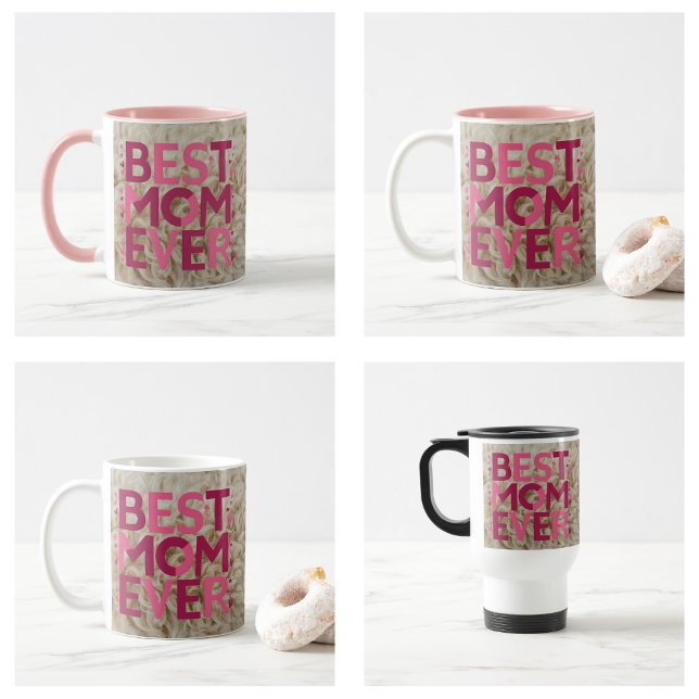 Luddrosa Rosa Bästa Mamma Någonsin Mors Dag 2024 Kaffemugg (Furry Pink Best Mom Ever Mother's Day 2024 Mug)