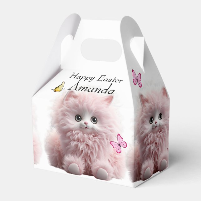 Luddrosa Rosa Kattunge & Fjärilar Påsk Presentaskar (Framsidan Sidan)