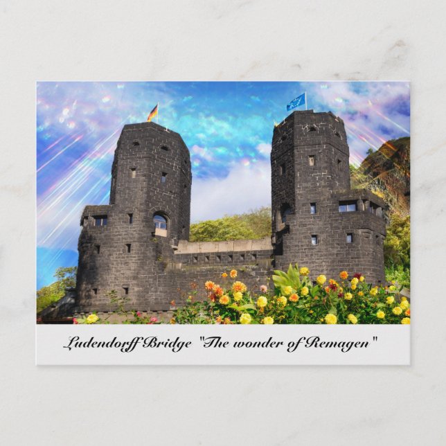 Ludendorff Bridge finns kvar i Erpel, Remagen Vykort (Framsida)