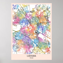 Ludhiana India City Karta Poster