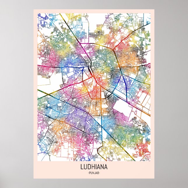 Ludhiana India City Karta Poster (Framsidan)