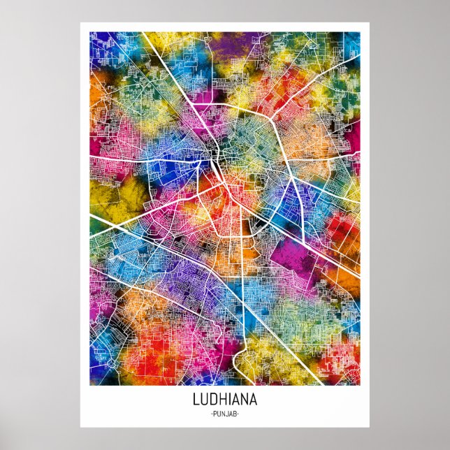 Ludhiana India City Karta Poster (Framsidan)