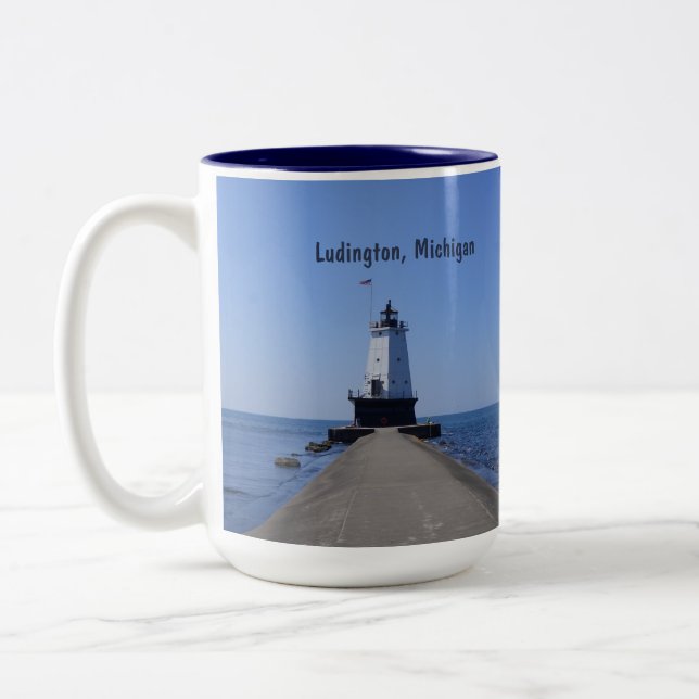 Ludington Lighthouse Två-Tonad Mugg (Vänster)