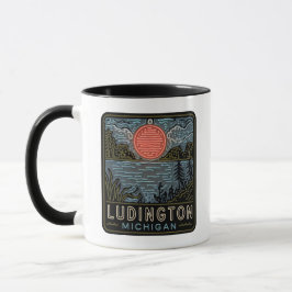 Ludington Michigan Neon Undertecknar Kopp-kaffe Mu Mugg