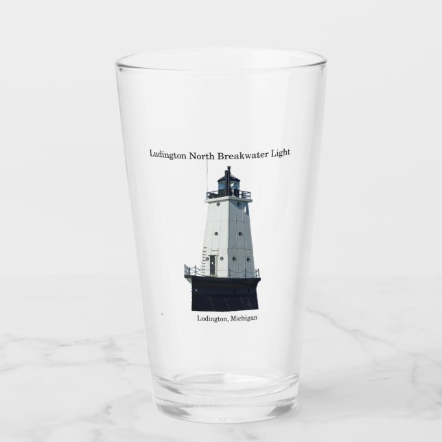 Ludington North Breakwater Light glass Glaskopp (Framsida)