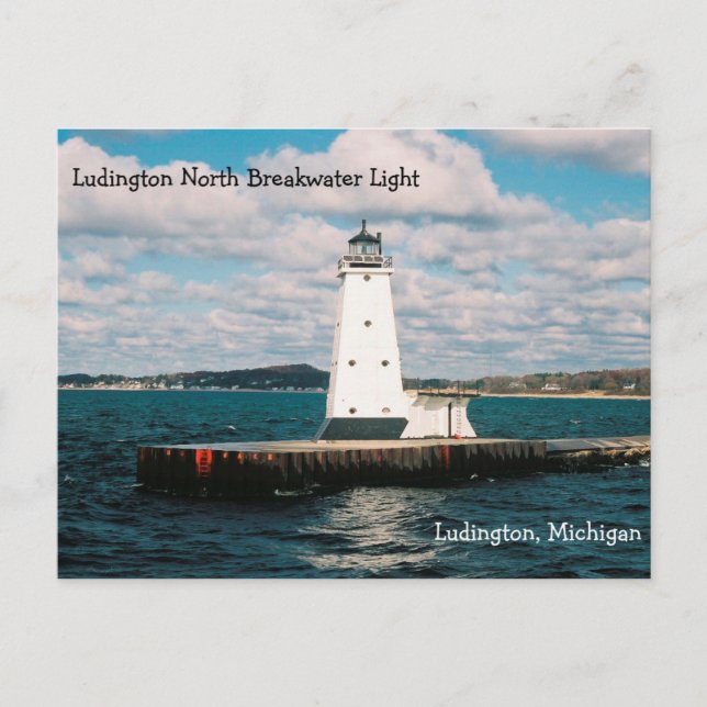 Ludington North Breakwater Light-kort Vykort (Framsida)