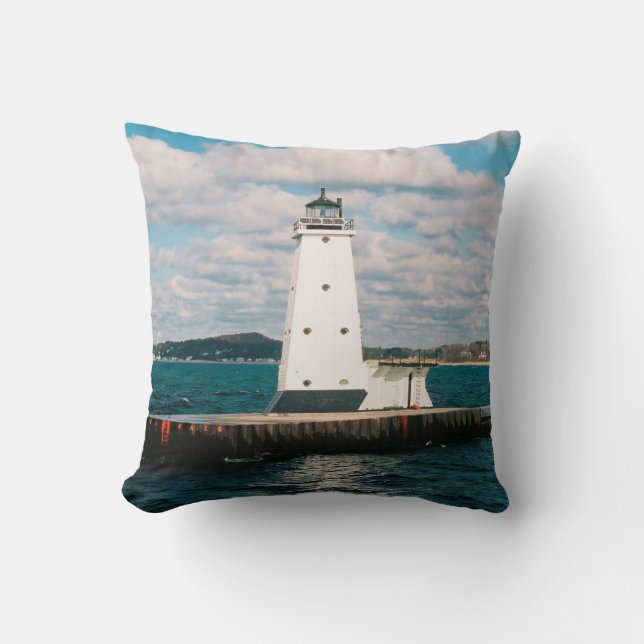 Ludington North Breakwater Light Square Kudde (Framsida)