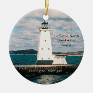 Ludington tänder den norr vågbrytaren prydnaden julgransprydnad keramik