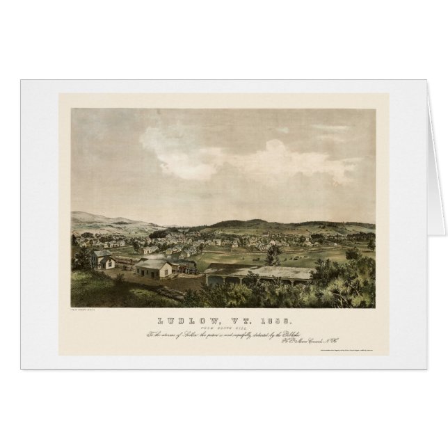 Ludlow panorama- karta för VT - 1859 Hälsningskort (Framsidan Horizontal)