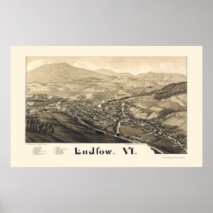 Ludlow panorama- karta för VT - 1885 Poster