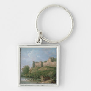 Ludlow slott fyrkantig silverfärgad nyckelring