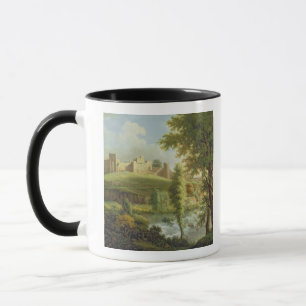 Ludlow slott med den Dinham weiren, från Mugg
