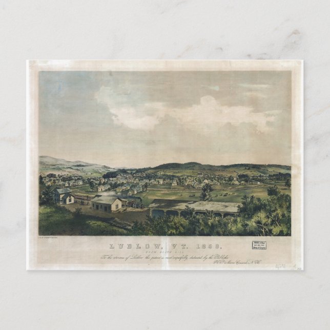 Ludlow Vermont från södra Backe (1859) Vykort (Framsida)