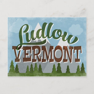Ludlow Vermont Roligt Retro Snowy Mountains Vykort