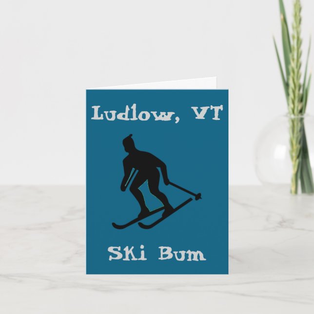 Ludlow, VT Grönt Mountain Ski Bum (Vermont Skiing) Helgkort (Framsida)