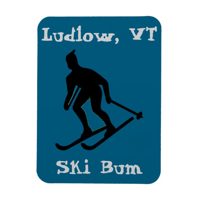 Ludlow, VT Isig Ski Bum (Hardpack Vermont Skiing) Magnet (Vertikal)